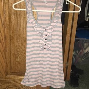 5️⃣FOR2️⃣5️⃣DEAL🖤GREY AND PINK RUFFLE TANK TOP